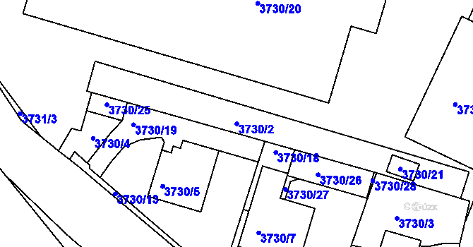 Parcela st. 3730/2 v KÚ Tachov, Katastrální mapa