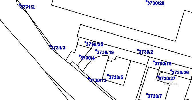 Parcela st. 3730/19 v KÚ Tachov, Katastrální mapa