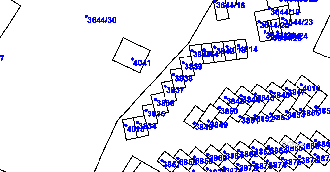 Parcela st. 3837 v KÚ Tachov, Katastrální mapa