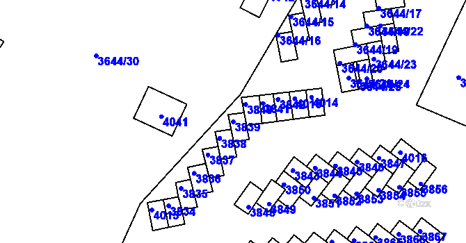 Parcela st. 3839 v KÚ Tachov, Katastrální mapa