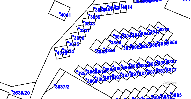 Parcela st. 3848 v KÚ Tachov, Katastrální mapa