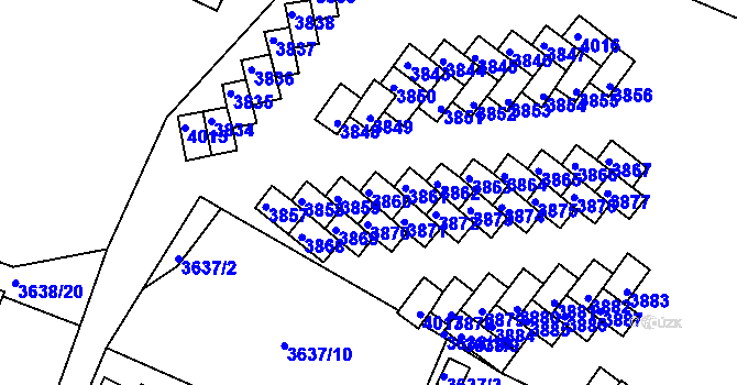 Parcela st. 3860 v KÚ Tachov, Katastrální mapa