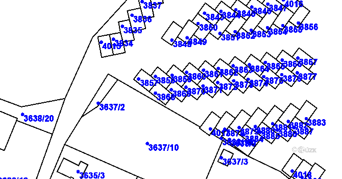 Parcela st. 3869 v KÚ Tachov, Katastrální mapa