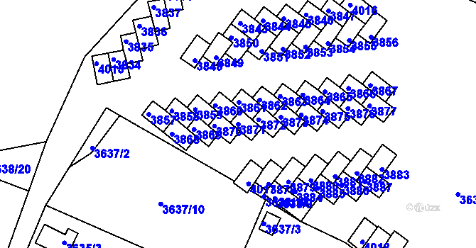Parcela st. 3871 v KÚ Tachov, Katastrální mapa