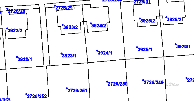 Parcela st. 3924/1 v KÚ Tachov, Katastrální mapa