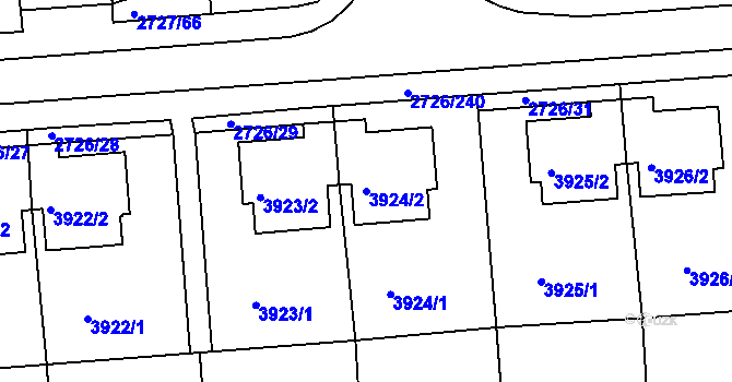 Parcela st. 3924/2 v KÚ Tachov, Katastrální mapa