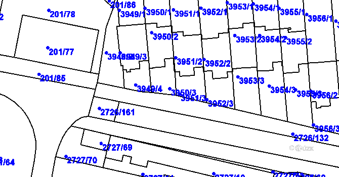 Parcela st. 3950/3 v KÚ Tachov, Katastrální mapa