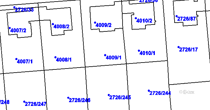 Parcela st. 4009/1 v KÚ Tachov, Katastrální mapa