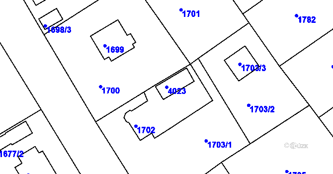 Parcela st. 4023 v KÚ Tachov, Katastrální mapa