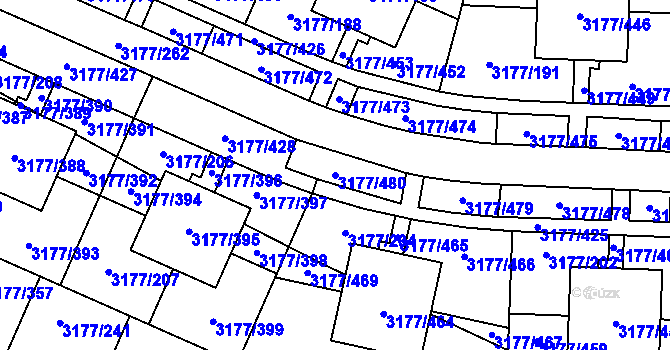 Parcela st. 3177/480 v KÚ Tachov, Katastrální mapa