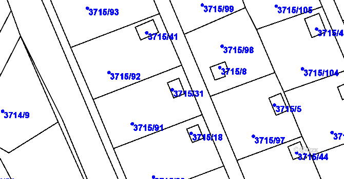 Parcela st. 3715/31 v KÚ Tachov, Katastrální mapa