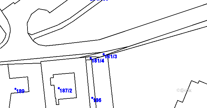 Parcela st. 181/3 v KÚ Tachov, Katastrální mapa