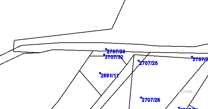 Parcela st. 2707/32 v KÚ Tachov, Katastrální mapa