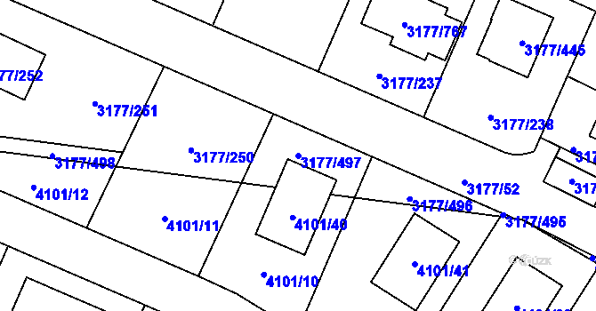 Parcela st. 3177/497 v KÚ Tachov, Katastrální mapa