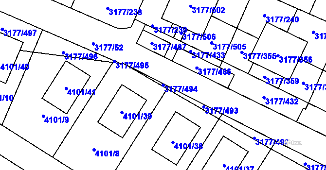 Parcela st. 3177/494 v KÚ Tachov, Katastrální mapa