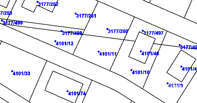 Parcela st. 4101/11 v KÚ Tachov, Katastrální mapa