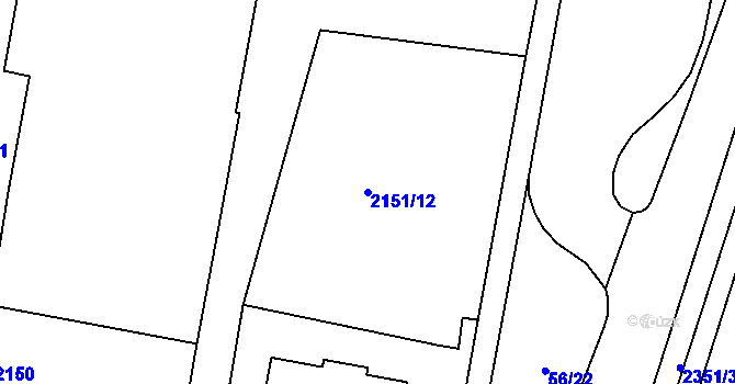 Parcela st. 2151/12 v KÚ Tachov, Katastrální mapa