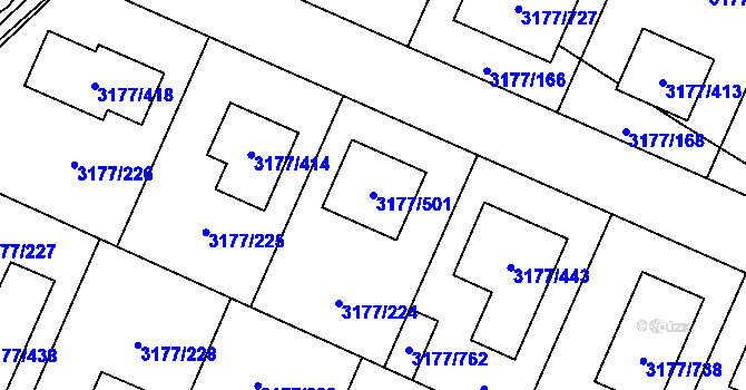 Parcela st. 3177/501 v KÚ Tachov, Katastrální mapa
