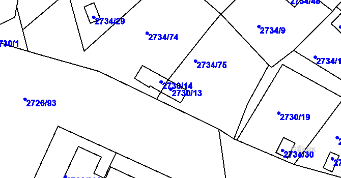 Parcela st. 2730/13 v KÚ Tachov, Katastrální mapa