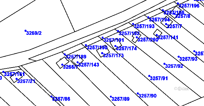 Parcela st. 3257/173 v KÚ Tachov, Katastrální mapa
