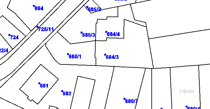 Parcela st. 684/3 v KÚ Tachov, Katastrální mapa