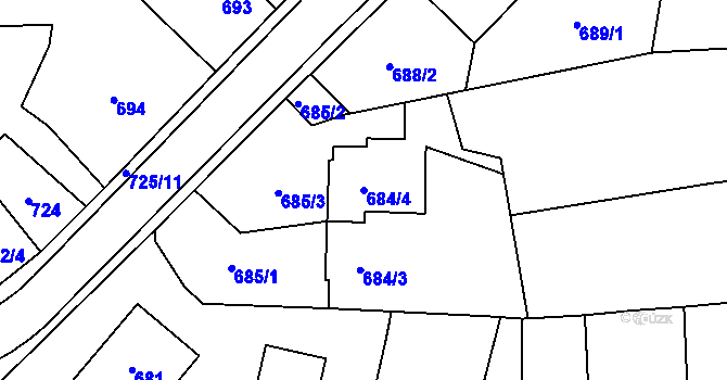 Parcela st. 684/4 v KÚ Tachov, Katastrální mapa