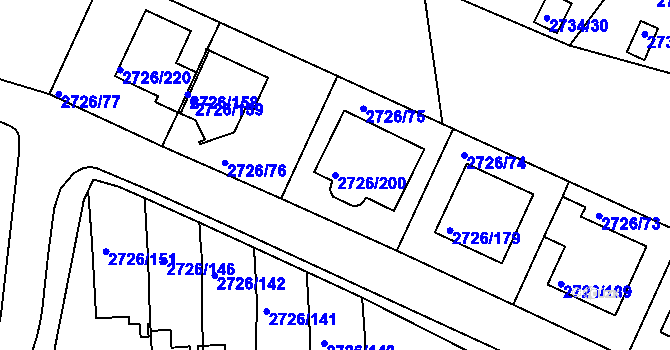 Parcela st. 2726/200 v KÚ Tachov, Katastrální mapa