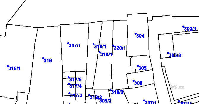 Parcela st. 319/1 v KÚ Tachov, Katastrální mapa