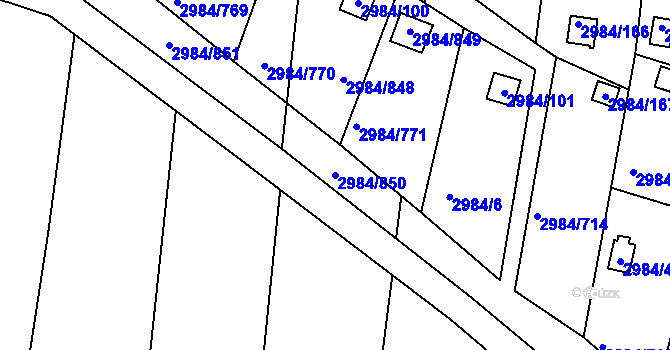 Parcela st. 2984/850 v KÚ Tachov, Katastrální mapa