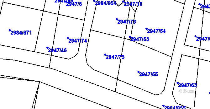 Parcela st. 2947/75 v KÚ Tachov, Katastrální mapa