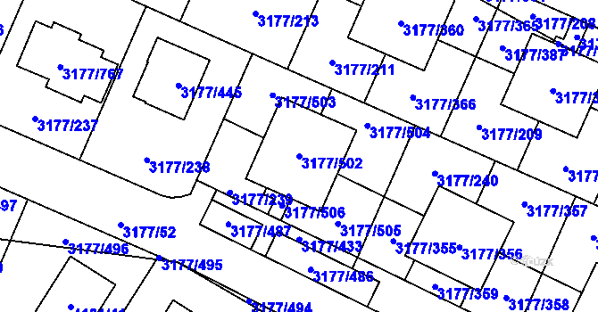 Parcela st. 3177/502 v KÚ Tachov, Katastrální mapa