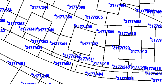 Parcela st. 3177/507 v KÚ Tachov, Katastrální mapa