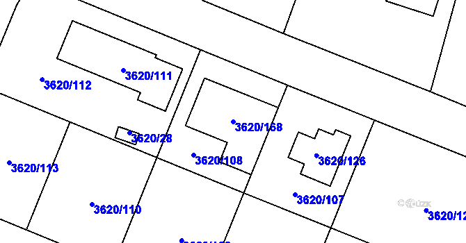 Parcela st. 3620/168 v KÚ Tachov, Katastrální mapa