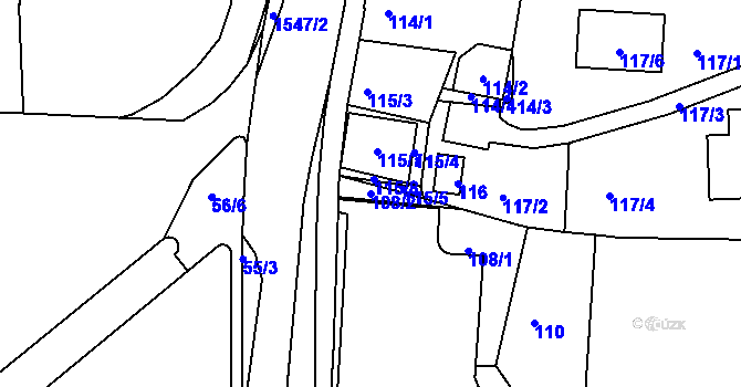 Parcela st. 108/2 v KÚ Tachov, Katastrální mapa