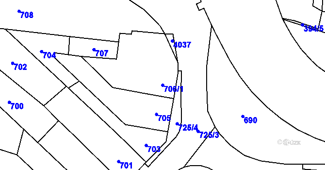 Parcela st. 706/1 v KÚ Tachov, Katastrální mapa
