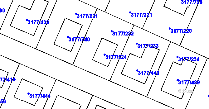 Parcela st. 3177/524 v KÚ Tachov, Katastrální mapa