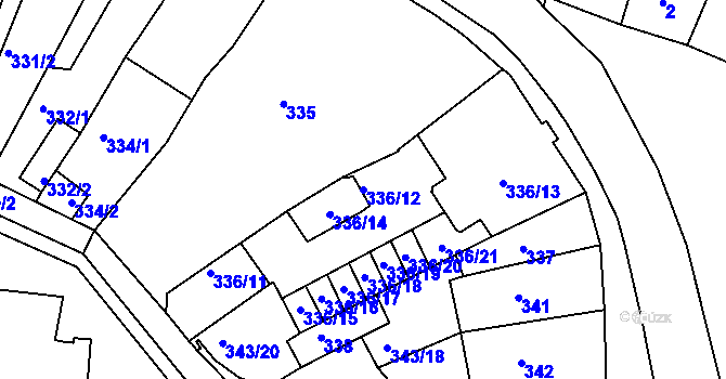 Parcela st. 336/12 v KÚ Tachov, Katastrální mapa