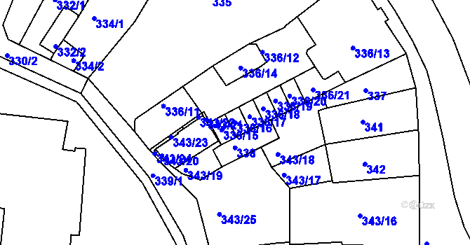 Parcela st. 336/16 v KÚ Tachov, Katastrální mapa