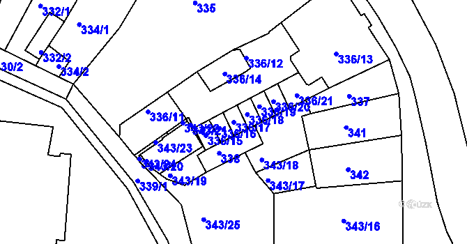 Parcela st. 336/17 v KÚ Tachov, Katastrální mapa