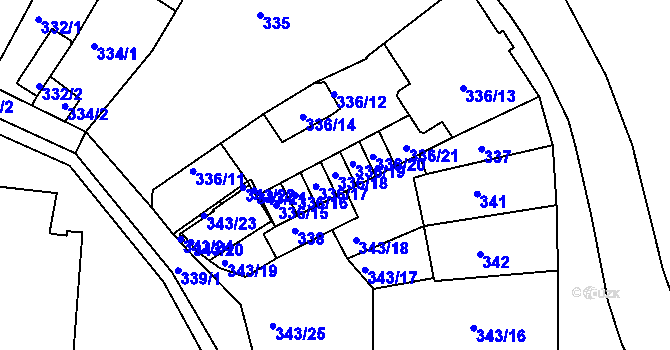 Parcela st. 336/18 v KÚ Tachov, Katastrální mapa