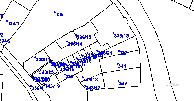 Parcela st. 336/21 v KÚ Tachov, Katastrální mapa