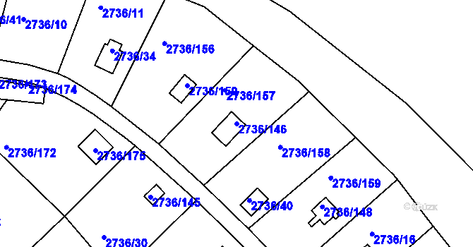 Parcela st. 2736/146 v KÚ Tachov, Katastrální mapa