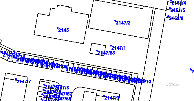 Parcela st. 2147/58 v KÚ Tachov, Katastrální mapa