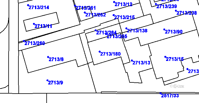 Parcela st. 2713/180 v KÚ Tachov, Katastrální mapa