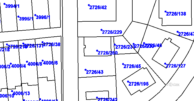 Parcela st. 2726/260 v KÚ Tachov, Katastrální mapa