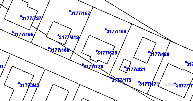 Parcela st. 3177/525 v KÚ Tachov, Katastrální mapa