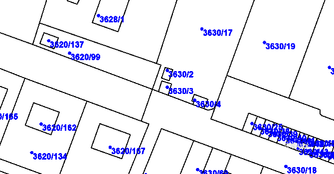 Parcela st. 3630/3 v KÚ Tachov, Katastrální mapa