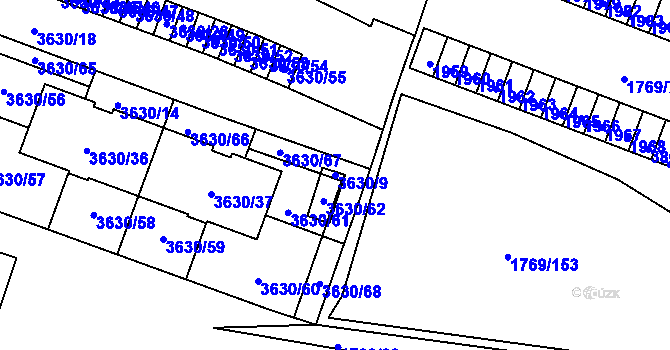 Parcela st. 3630/9 v KÚ Tachov, Katastrální mapa