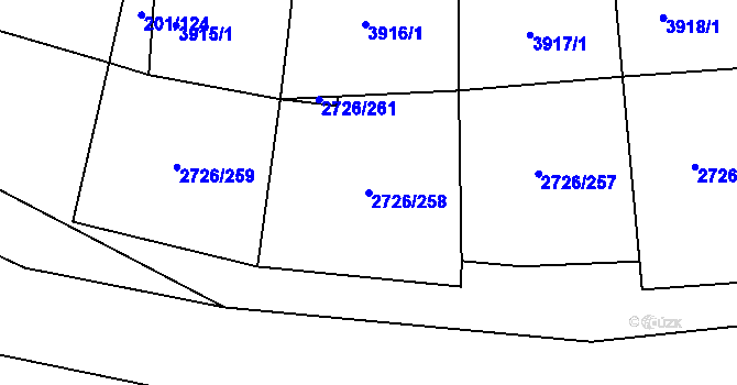 Parcela st. 2726/258 v KÚ Tachov, Katastrální mapa