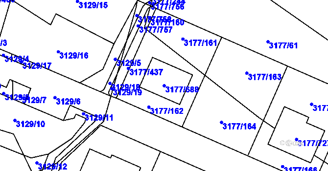 Parcela st. 3177/688 v KÚ Tachov, Katastrální mapa